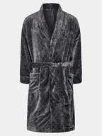 Szlafroki męskie - HOM Szlafrok 402625 Szary Regular Fit - miniaturka - grafika 1