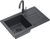 Zlewozmywaki - Zestaw QUADRON BEN 111 + KATE czarny nakrapiany (BLACK DOTTED) + SYFON z ZAŚLEPKĄ czarny - miniaturka - grafika 1