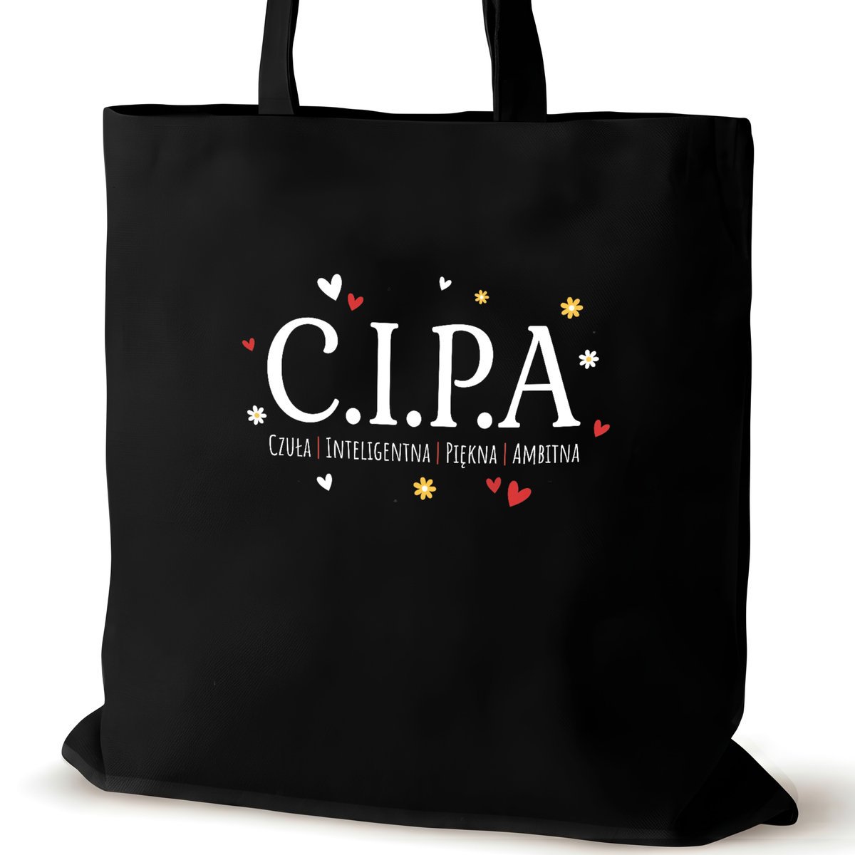 Czarna torba bawełniana dla VIRAL na ramię przyjaciółki duża śmieszna