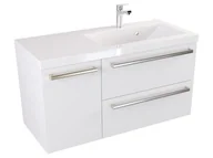 Szafki łazienkowe - Szafka Wisząca Z Umywalką ATH 90 cm D Prawa - Biały Mat - Uchwyty Stal Szczotkowana - miniaturka - grafika 1