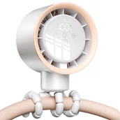 Wentylatory - Wentylator na klips, miniaturowy, przenośny wentylator z wyświetlaczem LED, cichy, do wózków dziecięcych, łóżeczek dziecięcych i podróży (biały) - miniaturka - grafika 1