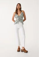 Spodnie damskie - Stradivarius D78 krótkie jeansy z rozszerzanymi nogawkami Biały 34 - miniaturka - grafika 1