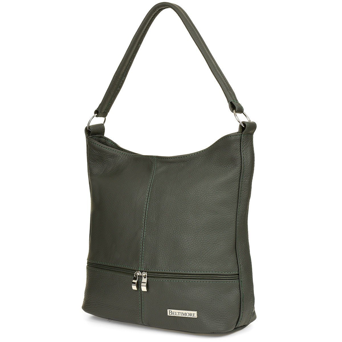 Zielona skórzana listonoszka dwa paski Beltimore I66 zielony