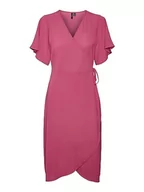 Sukienki - VERO MODA Damska sukienka VMSAKI SS Calf WRAP Dress GA NOOS, Pink Yarrow, M, różowy, M - miniaturka - grafika 1