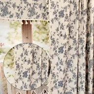 Zasłony - Zasłona lniana kwiaty blue jeans boho z frędzlami tunel 150/220cm - miniaturka - grafika 1