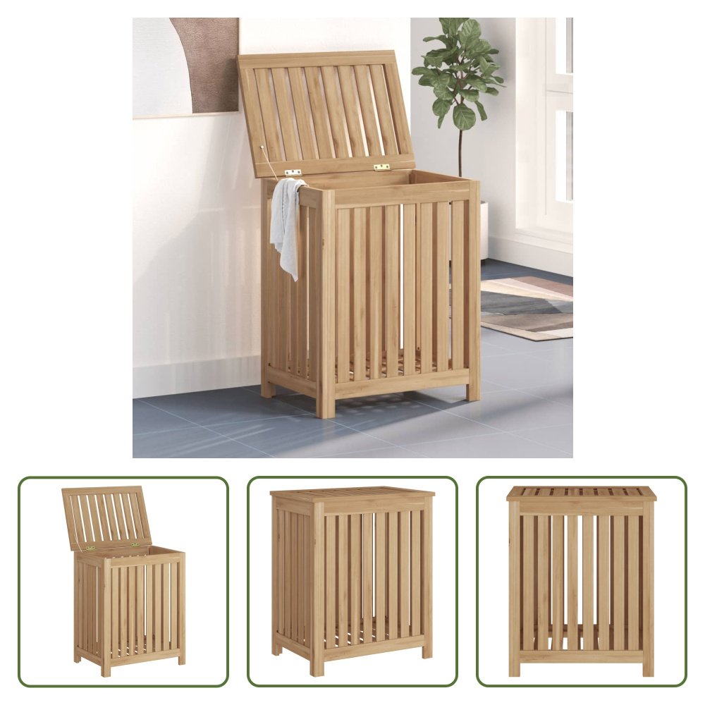Kosz na pranie The Living Store 50x35x60 cm lite drewno tekowe