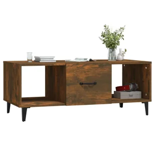 Lumarko Stolik kawowy, przydymiony dąb, 102x50x40 cm - Ławy i stoliki kawowe - miniaturka - grafika 5