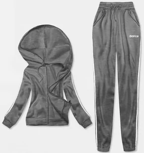 DRES DAMSKI - KRÓTKA BLUZA + SPODNIE CIEMNY SZARY (YP-1107) - LUNA & MIELE - Bluzy damskie - miniaturka - grafika 1
