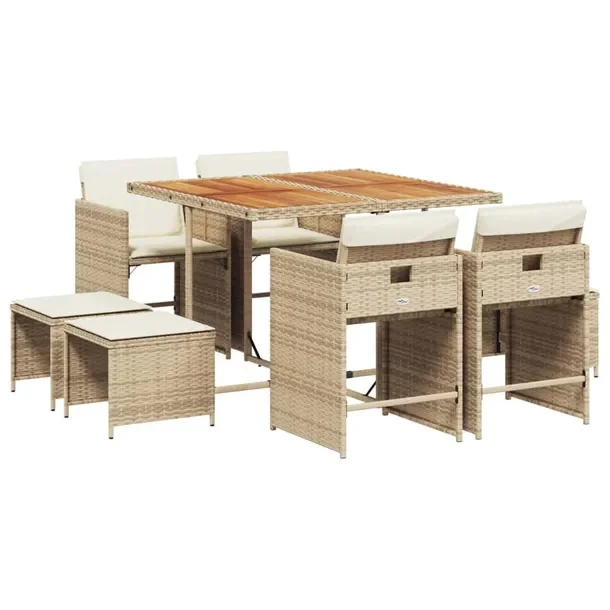 Zestaw mebli ogrodowych rattan PE beżowy i brązowy 110 x 106 x 73 cm