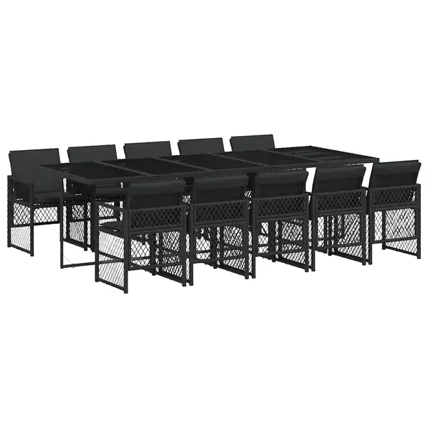 Zestaw mebli ogrodowych z czarnego rattanu PE, 275 x 106 x 73 cm