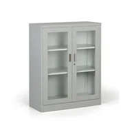 Szafy biurowe - B2B Partner Metalowa szafa ze szklanymi drzwiami, demontowana, 900 x 1150 x 400 mm 908027 - miniaturka - grafika 1