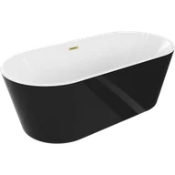 Wanny - Mexen Luna wanna wolnostojąca 140 x 75 cm, biała/czarna, przelew złoty szczotkowany - 52031407575-55 - miniaturka - grafika 1