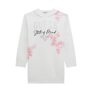 Dziecięca Sukienka GUESS HOODED TERRY LS DRESS J4RK28KA6R4-G011 – Biały - Sukienki i spódniczki dla dziewczynek - miniaturka - grafika 1