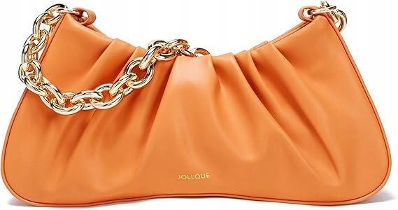 JOLLQUE TOREBKA POMARAŃCZOWA DAMSKA Dumpling 13x5x2,3 cm Mała Skóra