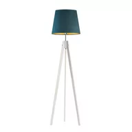 Lampy stojące - Tripod drewniany ARUBA VELUR - kolor abażura: zieleń butelkowa ze złotym wnętrzem - miniaturka - grafika 1