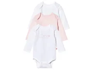 Body dla niemowląt - lupilu® Body niemowlęce z bawełny, 3 sztuki (74/80, biały/jasnoróżowy) - miniaturka - grafika 1