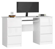 Biurka - EDINOS Białe biurko do pracowni i biura z szufladami połysk L3-M50 - miniaturka - grafika 1