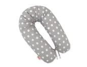 Poduszki do karmienia - Poduszka ciążowa Longer dla kobiet w ciąży do spania - grochy na szarym tle - miniaturka - grafika 1