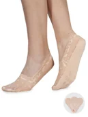 Skarpetki damskie - Skarpety stopki damskie balerinki niskie koronkowe z ABS koty beżowe 3PAK 36-41 YOCLUB - miniaturka - grafika 1