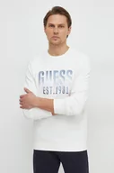 Bluzy męskie - Guess bluza męska kolor biały z aplikacją - miniaturka - grafika 1