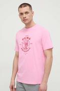 Koszulki męskie - Puma t-shirt bawełniany męski kolor fioletowy z nadrukiem - miniaturka - grafika 1