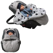 Śpiworki dla dzieci - Culbaby Śpiworek Myszka Do Wózka Fotelik Nosidło Minky Szary Bawełna Myszka - miniaturka - grafika 1