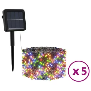 vidaXL vidaXL Solarne lampki dekoracyjne, 5 szt., 5x200 LED, kolorowe - Oświetlenie świąteczne - miniaturka - grafika 1