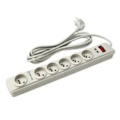 Listwy zasilające - Przedłużacz listwa zasilająca, 3m, 6 gniazdek, biała, LED indikace, Powerton - miniaturka - grafika 1
