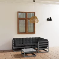 Meble ogrodowe - vidaXL 5-cz. zestaw wypoczynkowy do ogrodu, z poduszkami, lita sosna - miniaturka - grafika 1