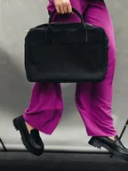 Torby na laptopy - Torba na laptop do 15 - skóra wegańska z kukurydzy - unisex - czarna - miniaturka - grafika 1