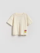 Bluzki dla niemowląt - Reserved - Bawełniany t-shirt - złamana biel - miniaturka - grafika 1