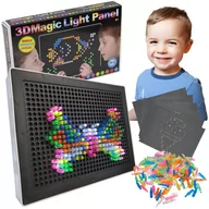 Układanki dla dzieci - UKŁADANKA GUZIKOWA ŚWIECĄCA 3D TABLICA MOZAIKA EDUKACYJNA PUZZLE - miniaturka - grafika 1