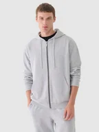 Bluzy męskie - Męska bluza dresowa rozpinana z kapturem Outhorn OTHWAW24TSWSM1696 - szara - miniaturka - grafika 1
