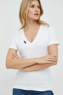 Guess t-shirt bawełniany kolor biały - Koszulki sportowe damskie - miniaturka - grafika 1