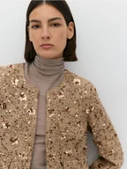Marynarki i żakiety damskie - Reserved - Tweedowy żakiet z cekinami - brązowy - miniaturka - grafika 1