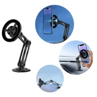 Uchwyty samochodowe do telefonów - UCHWYT SAMOCHODOWY MAGNETYCZNY Z PRZYSSAWKĄ CZARNY 2W1 IPHONE MAGSAFE - miniaturka - grafika 1