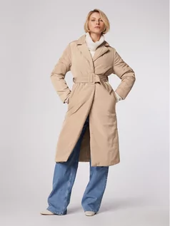 Płaszcze damskie - Simple Płaszcz zimowy PLD515-02 Beżowy Standard Fit - grafika 1