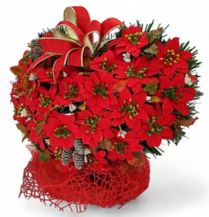 STROIK NA POMNIK SERCE GWIAZDA BETLEJEMSKA NA GRÓB BOŻE NARODZENIE - Sztuczne kwiaty - miniaturka - grafika 1