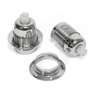 Oprawy, klosze i abażury - Metalowa oprawka żarówki E27 w kolorze chromu z długim gwintem i pierścieniem Kolorowe Kable - miniaturka - grafika 1