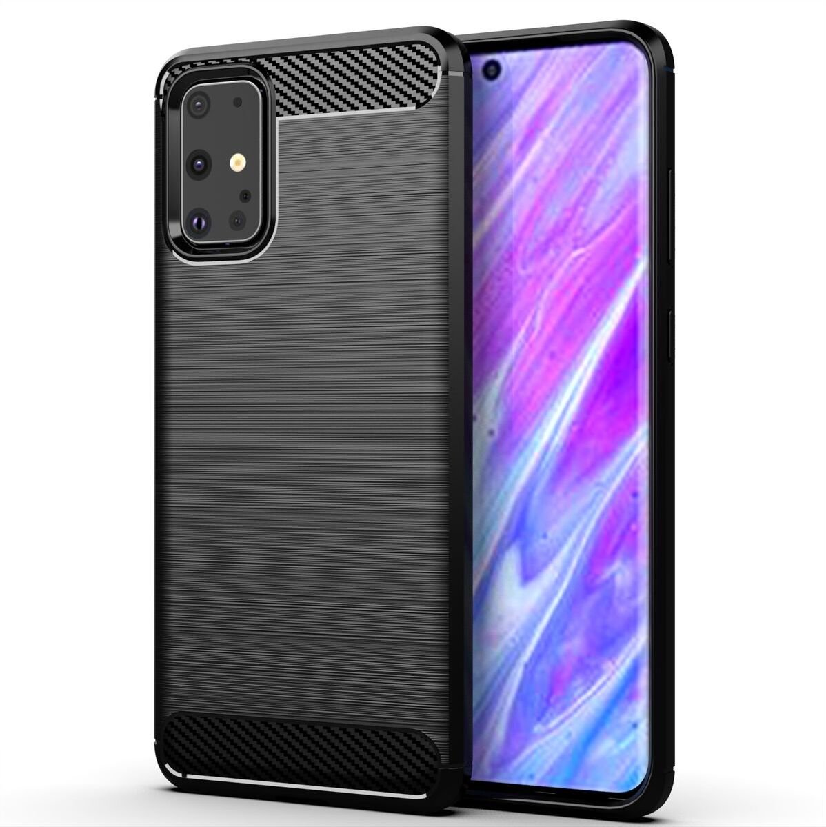Ochronne etui na telefon Samsung Galaxy S20 Plus Case Cover Carbon Optics Black