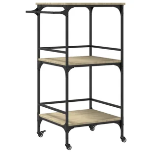 vidaXL Wózek kuchenny dąb sonoma 60,5x50x105 cm Materiał drewnopochodny - Wózki kuchenne - miniaturka - grafika 1