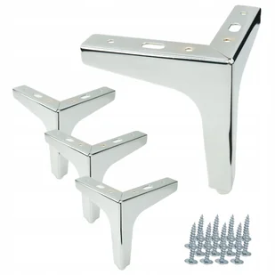 4szt Nóżka meblowa metalowa Kotwica srebrny chrom 13 cm do łóżka, narożnika - Meble modułowe i akcesoria - miniaturka - grafika 1