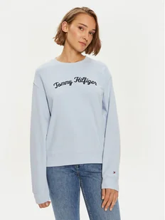 Tommy Hilfiger Bluza Modern Script WW0WW42615 Błękitny Regular Fit - Bluzy damskie - miniaturka - grafika 1