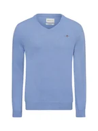 Swetry męskie - Gant Męski sweter z dzianiny Mężczyźni niebieski jednolity, M - miniaturka - grafika 1