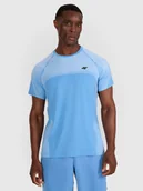 Koszulki sportowe męskie - 4F Koszulka treningowa szybkoschnąca męska - niebieska M - miniaturka - grafika 1