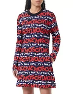 Sukienki - Love Moschino Damska sukienka z długim rękawem z nadrukiem logo, Blue Red White, 44 - miniaturka - grafika 1