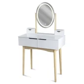 Toaletki - TOALETKA z lustrem LED kosmetyczna skandynawska - miniaturka - grafika 1