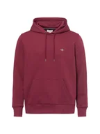 Bluzy męskie - Gant Męska bluza z kapturem Mężczyźni Materiał dresowy czerwony jednolity, S - miniaturka - grafika 1