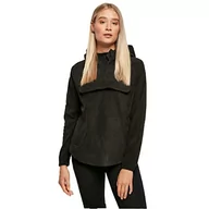 Bluzy damskie - Urban Classics Damska bluza z kapturem Polar Fleece Pull Over, czarny, L - miniaturka - grafika 1