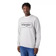 Bluzy męskie - Wrangler Męska bluza z logo Crew Sweatshirt, MID Grey Melee, rozmiar M - miniaturka - grafika 1